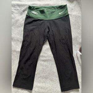 NY JETS & Nike Black running cropped leggings sz Sm with hidden pocket